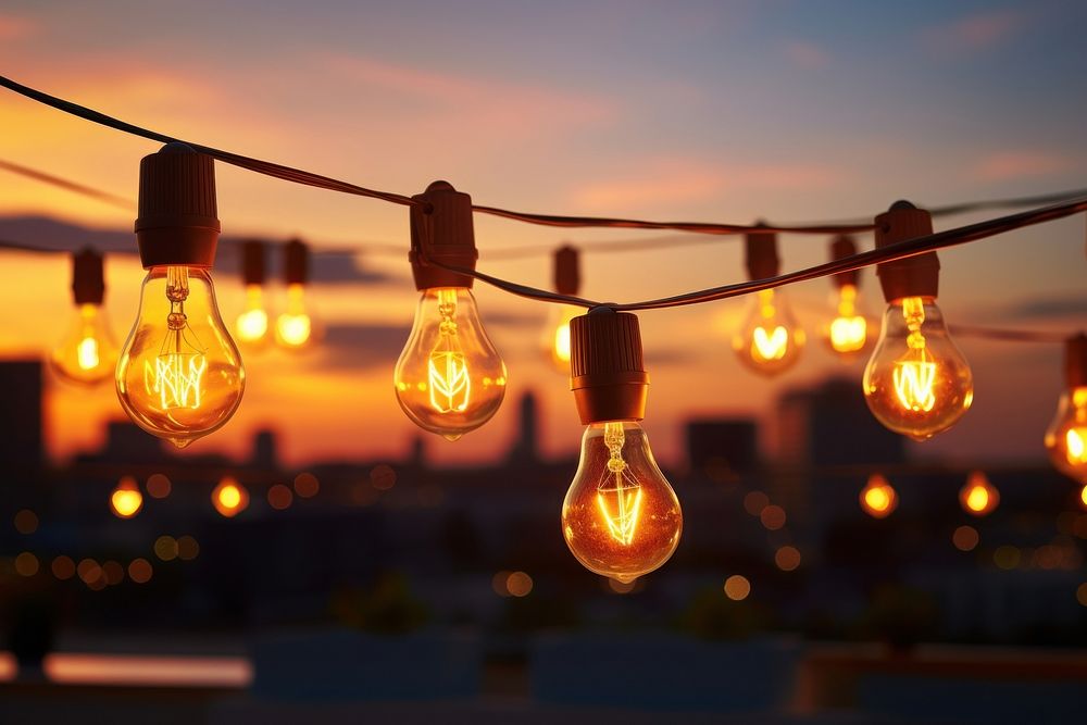 Light lightbulb lighting sunset.