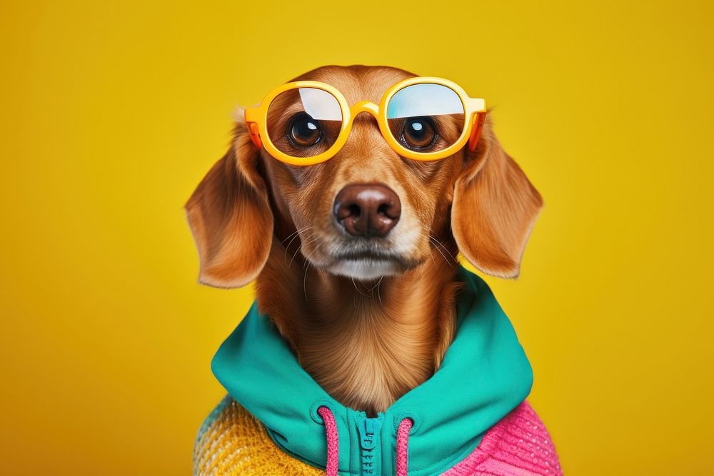 Glasses sunglasses dachshund portrait. 