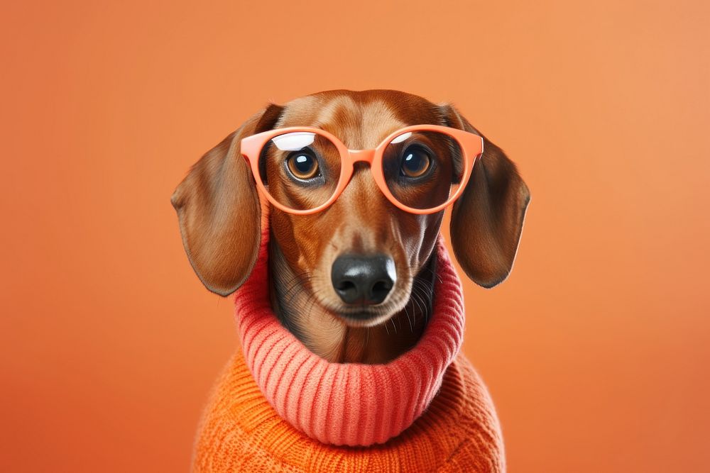 Glasses dachshund animal mammal. AI generated Image by rawpixel.