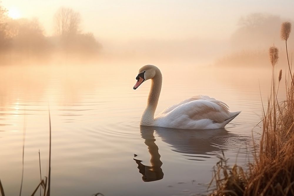 Swan landscape outdoors sunrise. 