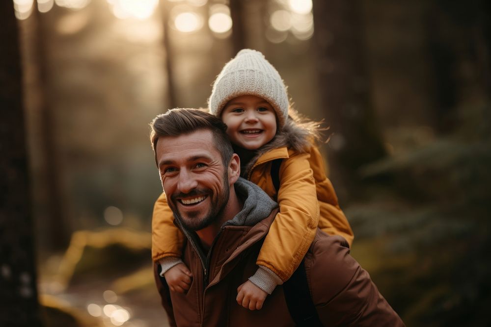 Photography carrying laughing father. 