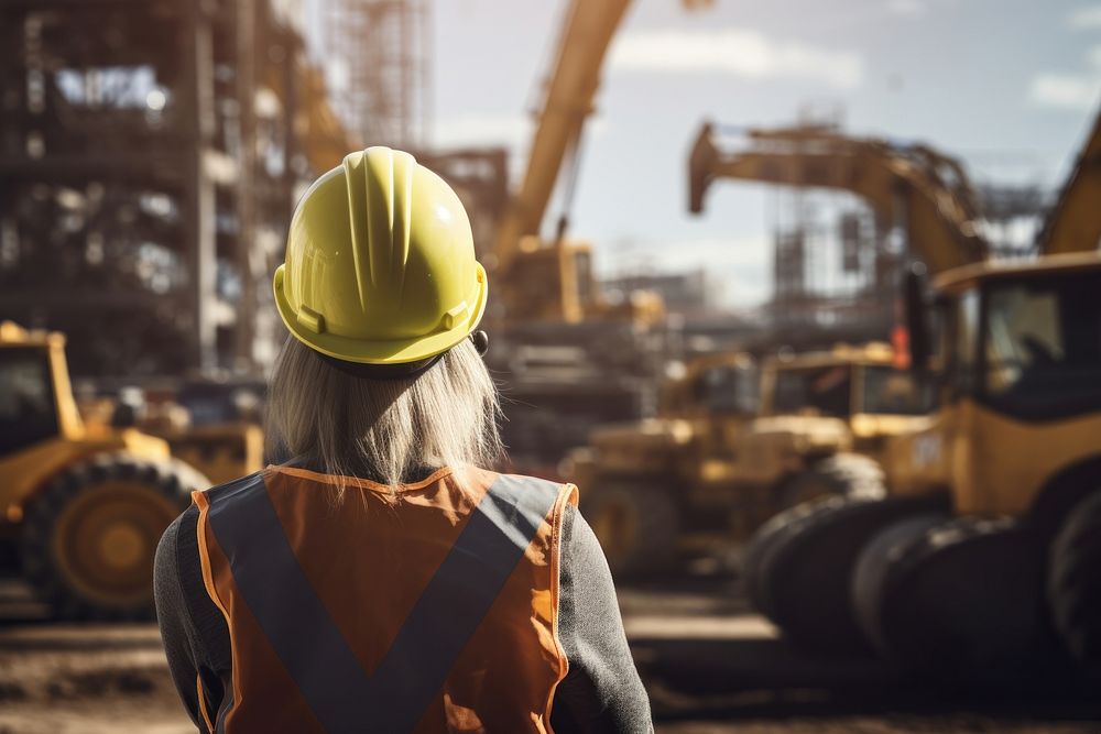 Hardhat construction looking machine. 