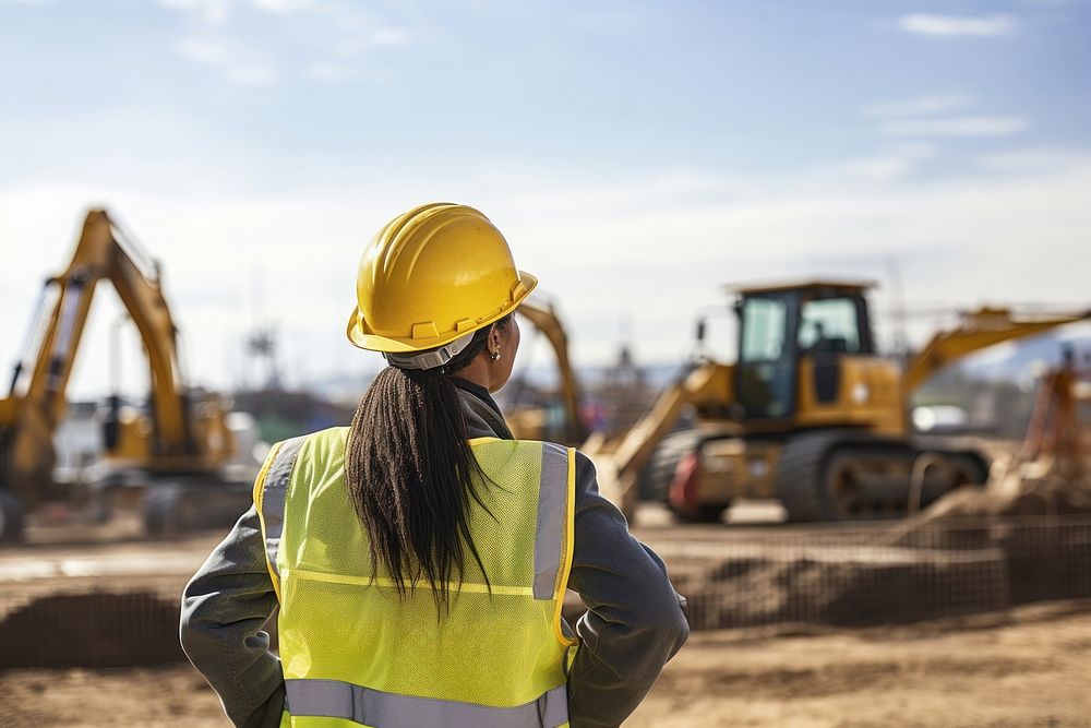 Hardhat construction looking machine. AI generated Image by rawpixel.