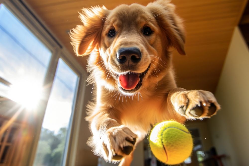 Dog mammal animal tennis. 