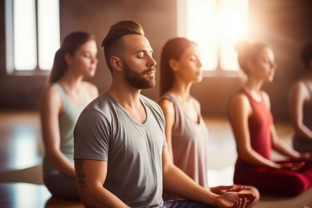 Yoga meditating exercise sports. AI generated Image by rawpixel.
