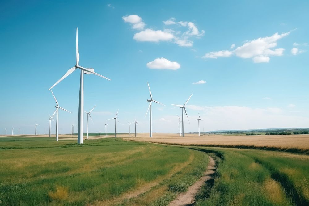 Windmill outdoors turbine machine. AI generated Image by rawpixel.