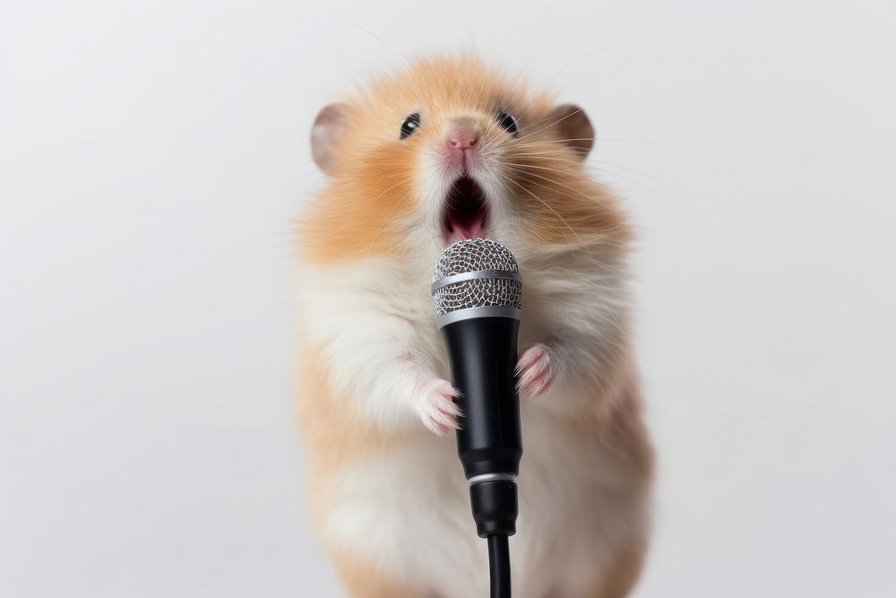 Microphone hamster animal mammal. AI generated Image by rawpixel.