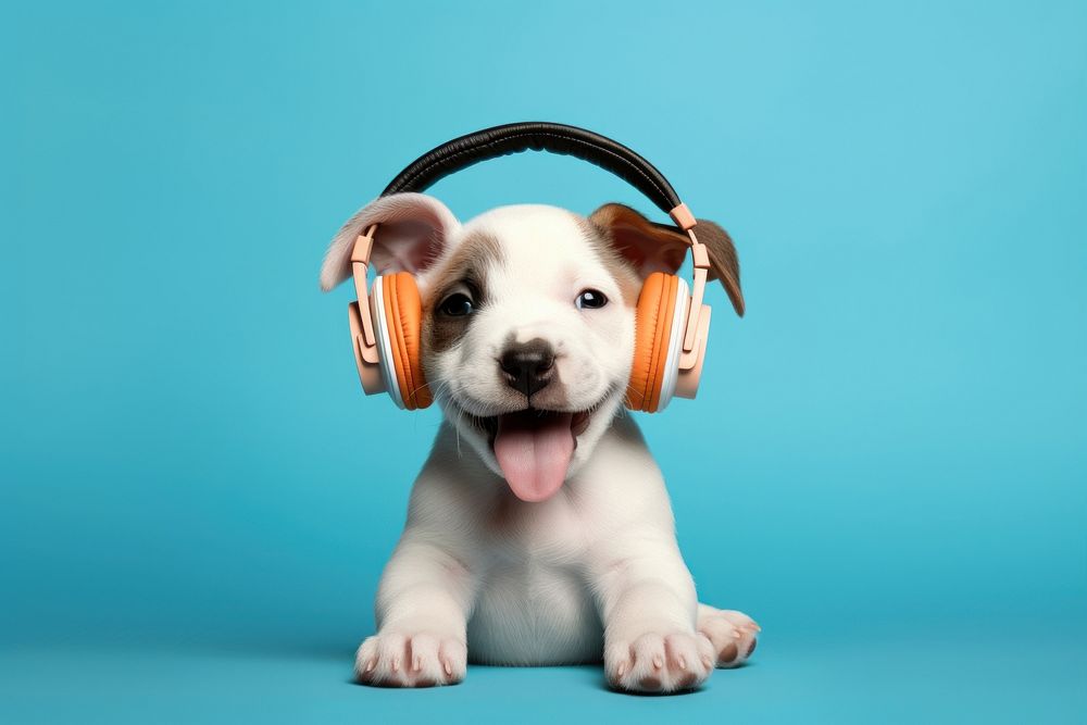 Headphones puppy headset mammal. AI generated Image by rawpixel.