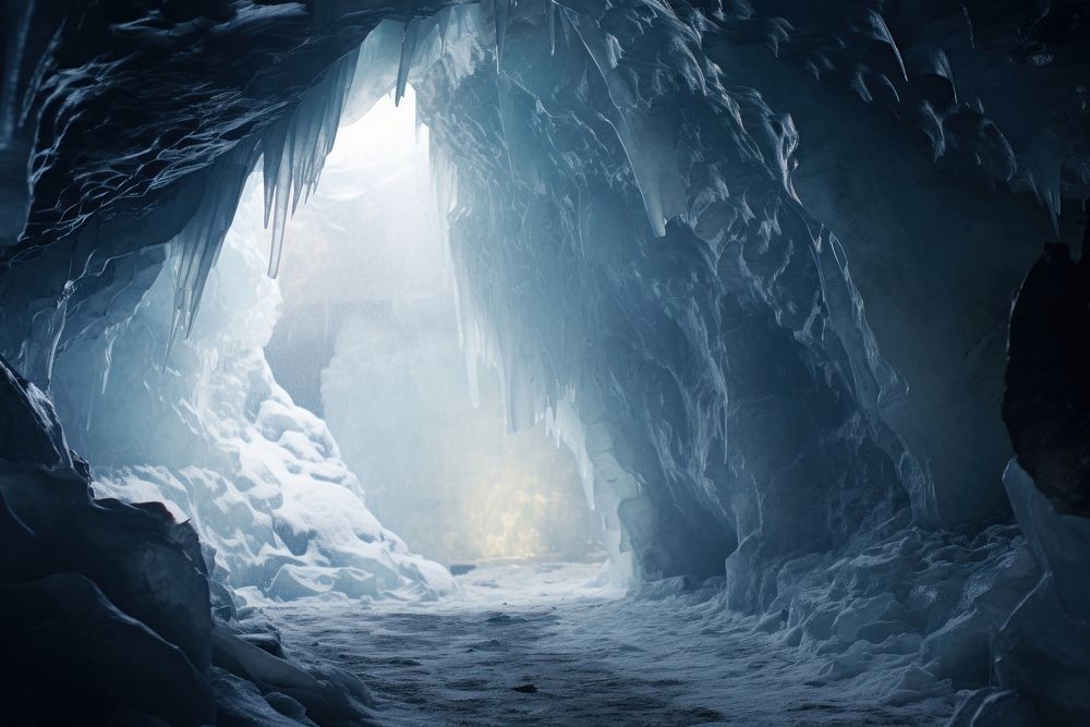 Cave ice nature light. AI generated Image by rawpixel.