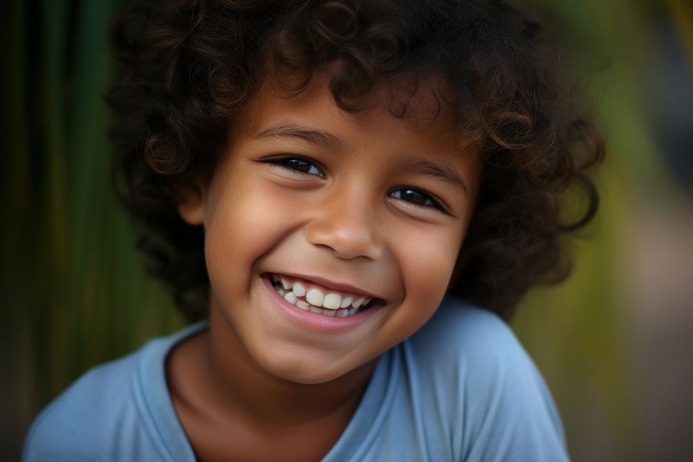 Portrait smiling teeth child. 