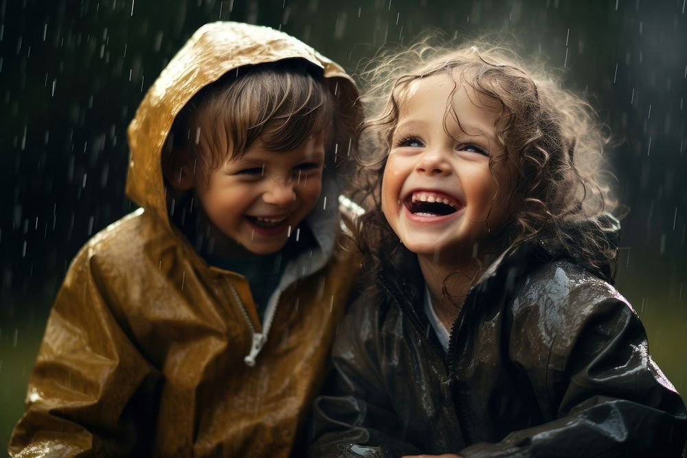 Child rain coat kid. AI generated Image by rawpixel.