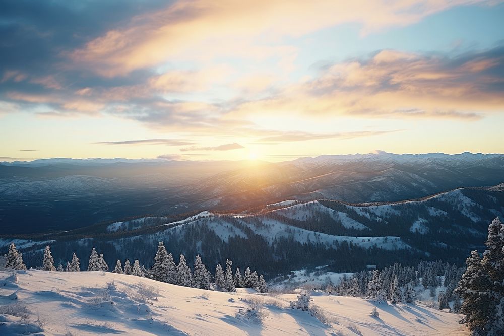 Snow landscape outdoors horizon. 