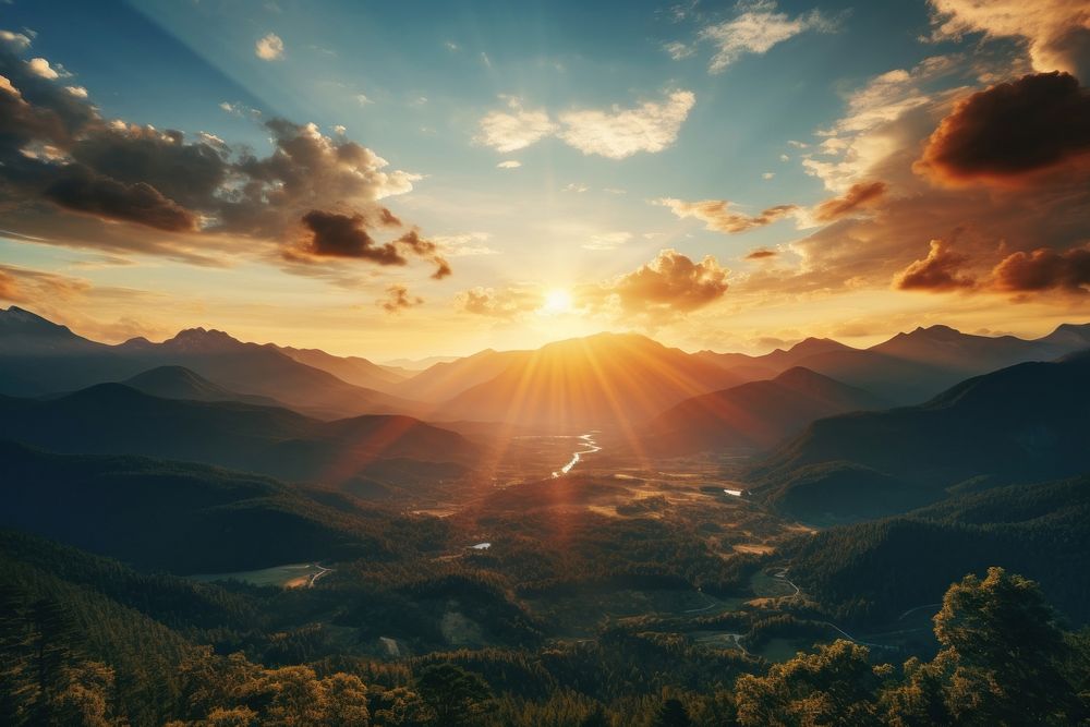 Sun landscape mountain sunlight. | Premium Photo - rawpixel