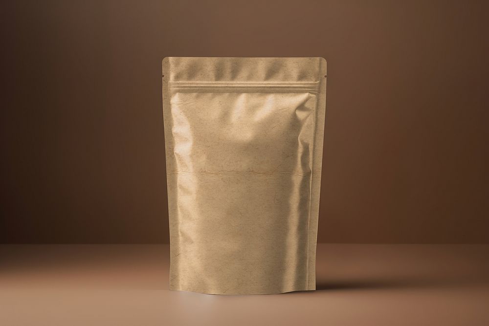 Brown resealable bag, food packaging
