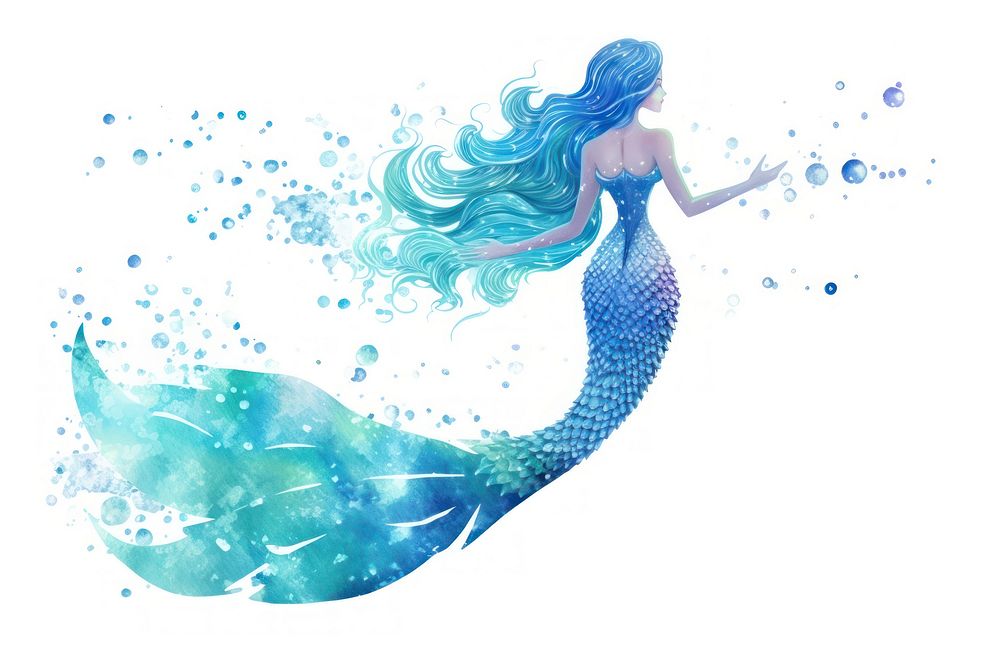 Mermaid, digital paint illustration. AI generated image