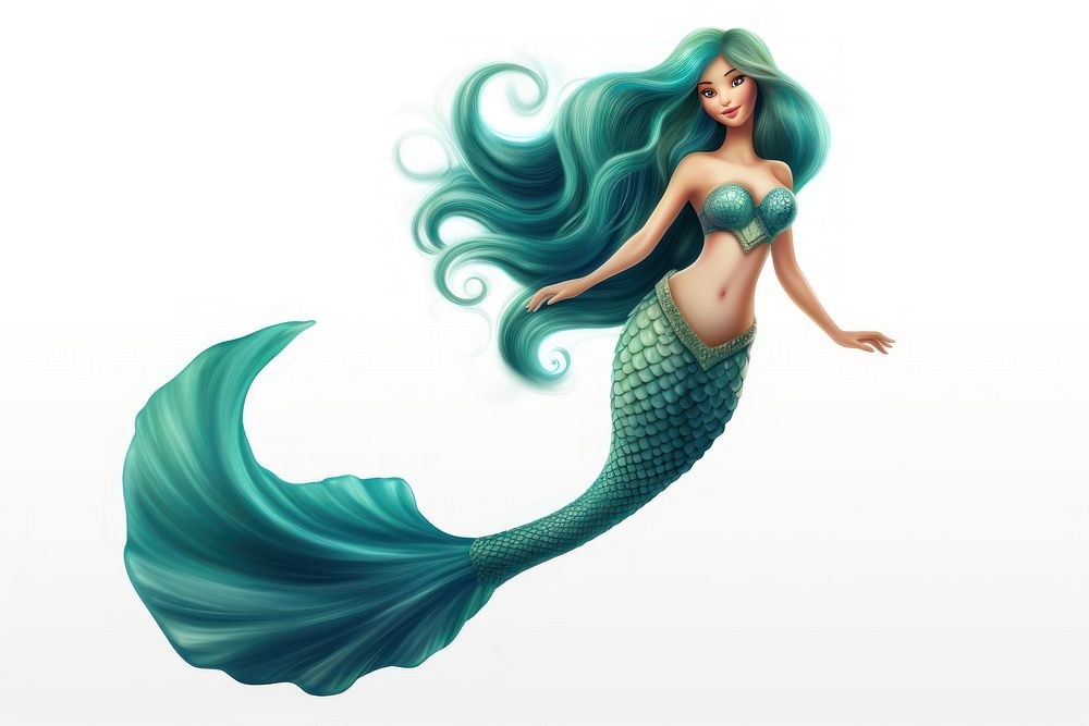 Mermaid, digital paint illustration. AI generated image