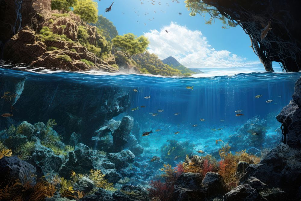 Nature ocean underwater outdoors. AI generated Image by rawpixel.