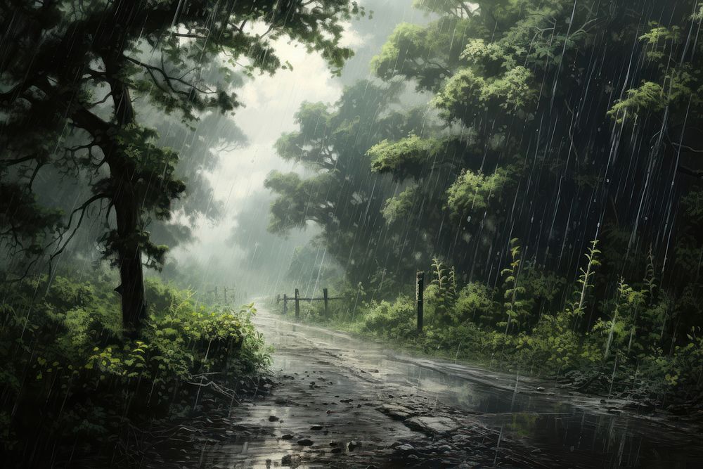 Nature rain outdoors plant. AI generated Image by rawpixel.