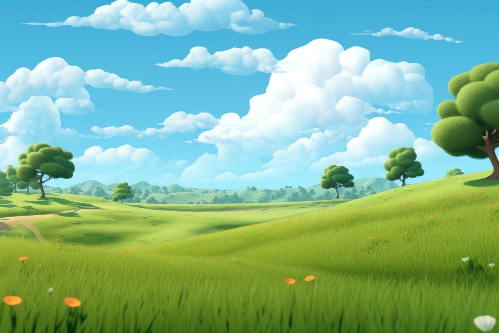 Field green landscape grassland. AI generated Image by rawpixel.