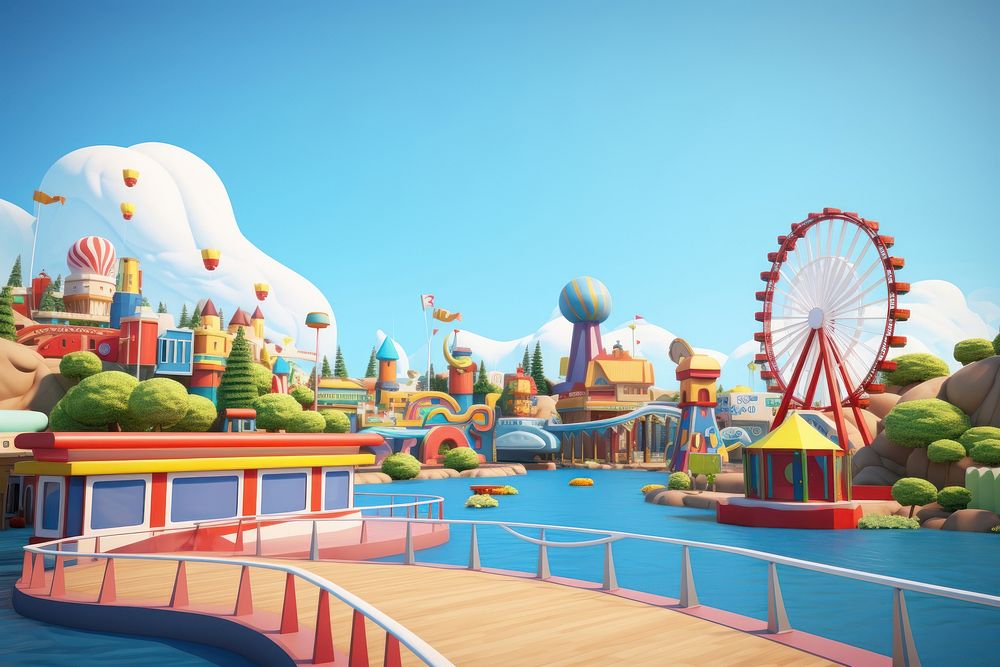 Outdoors cartoon water park. AI generated Image by rawpixel.
