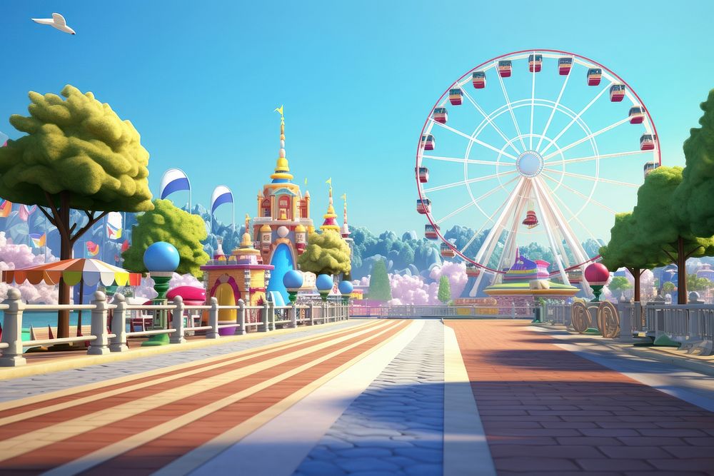 Park amusement park architecture illuminated. AI generated Image by rawpixel.