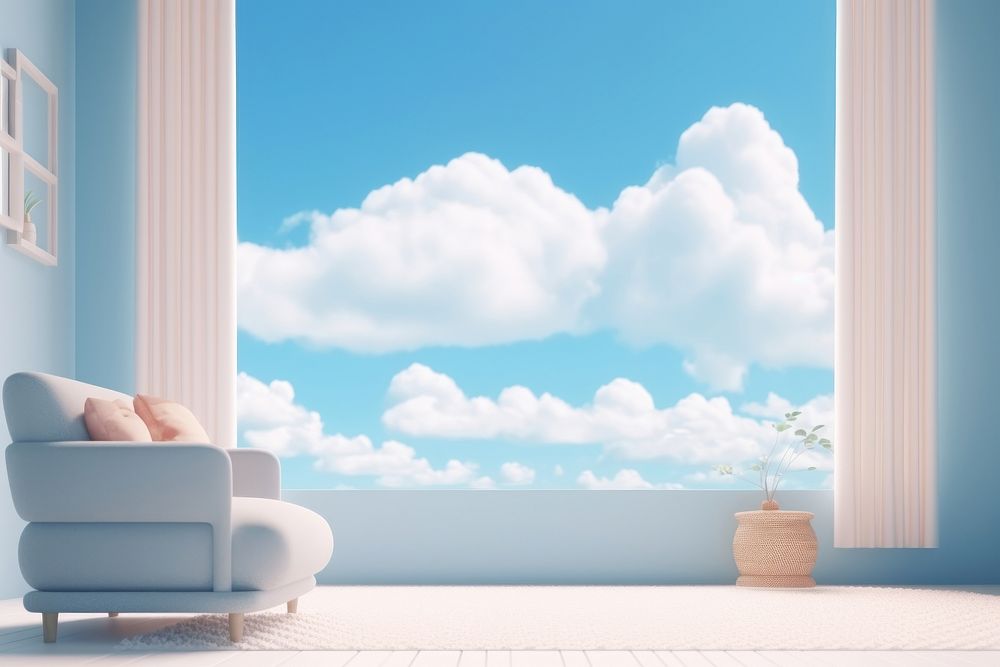 Window sky backgrounds furniture. AI generated Image by rawpixel.