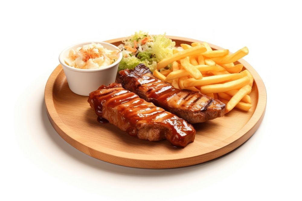 Pork lunch plate fries. AI generated Image by rawpixel.