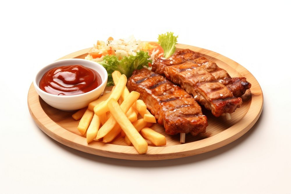 Pork ketchup plate meat. AI generated Image by rawpixel.