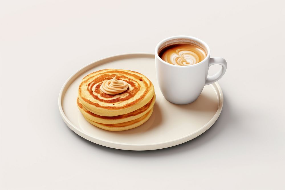 Pancake coffee latte drink. AI generated Image by rawpixel.