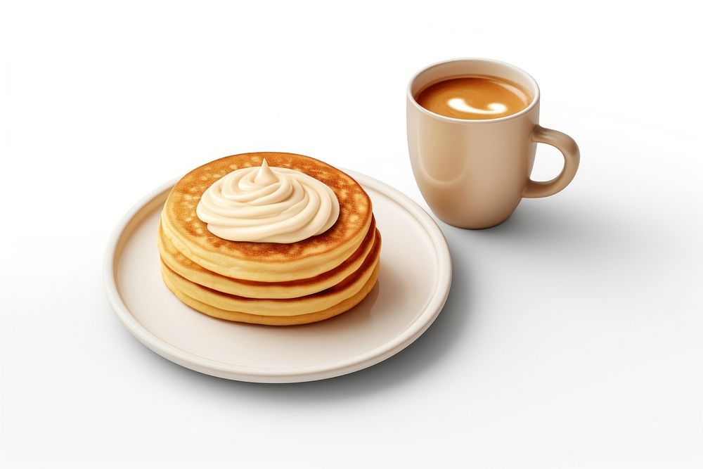 Pancake coffee plate latte. AI generated Image by rawpixel.