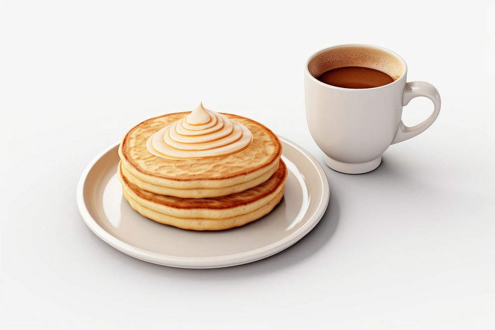 Pancake coffee plate bread. AI generated Image by rawpixel.