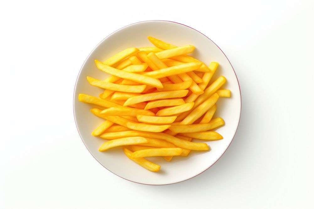 Plate fries food white background. AI generated Image by rawpixel.
