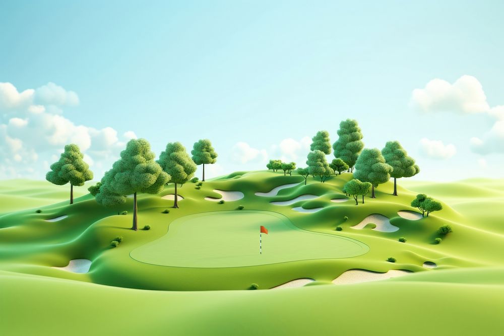 Golf outdoors cartoon nature. AI generated Image by rawpixel.