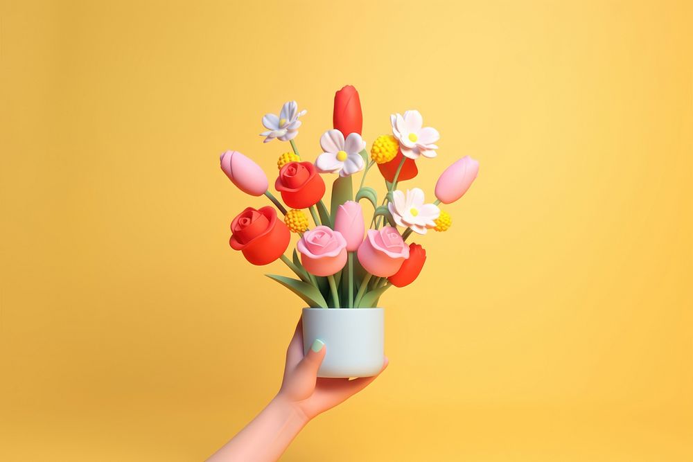 Flower holding petal tulip. AI generated Image by rawpixel.