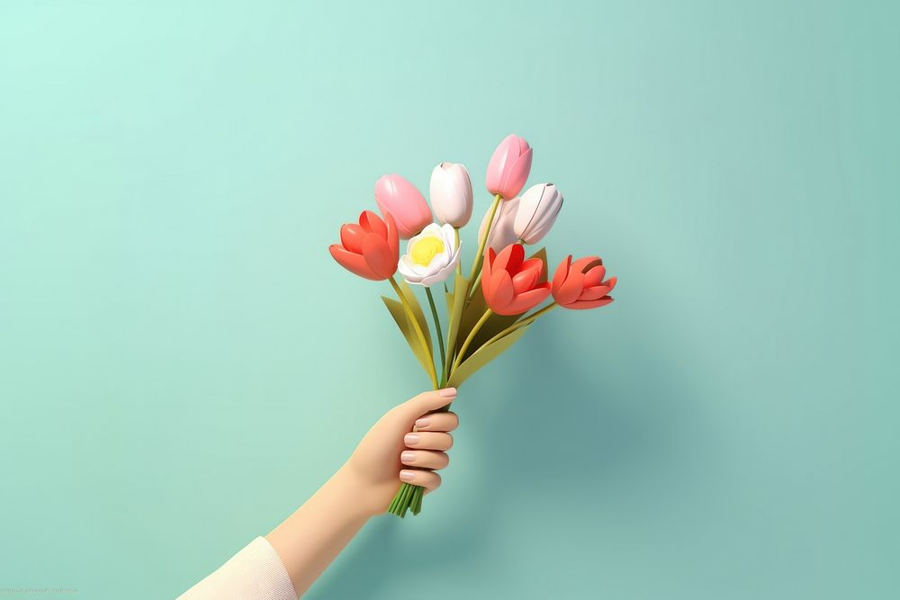 Flower hand holding person. AI generated Image by rawpixel.