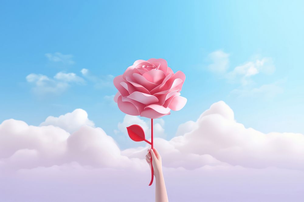 Rose outdoors cartoon flower. AI generated Image by rawpixel.