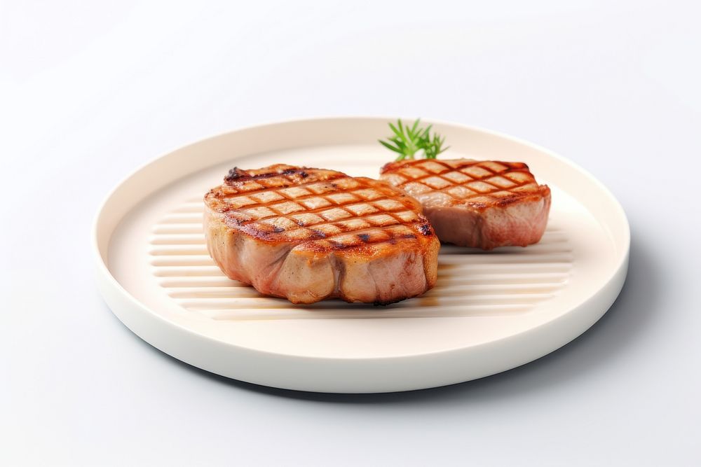 Plate pork meat food. AI generated Image by rawpixel.