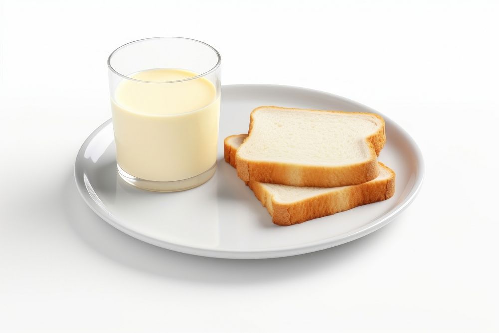 Milk bread drink plate. AI generated Image by rawpixel.