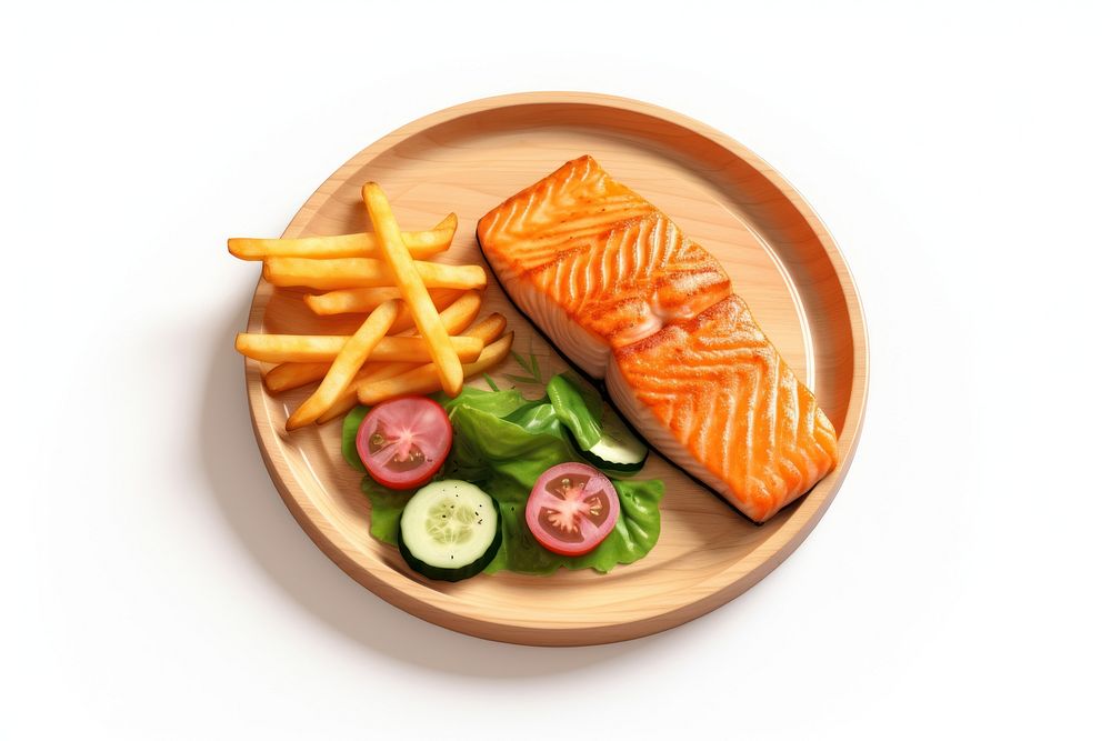 Salmon plate seafood white background. AI generated Image by rawpixel.