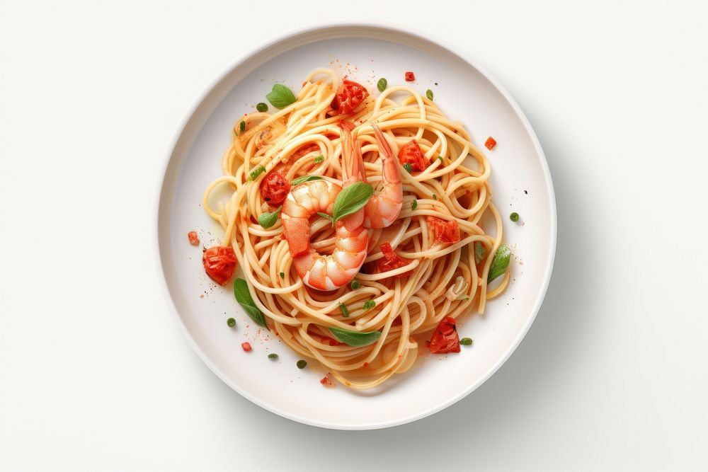 Spaghetti plate food seafood. AI generated Image by rawpixel.