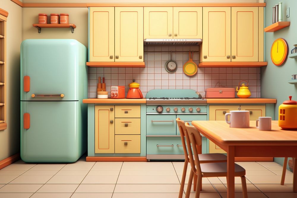 Kitchen refrigerator furniture appliance. 