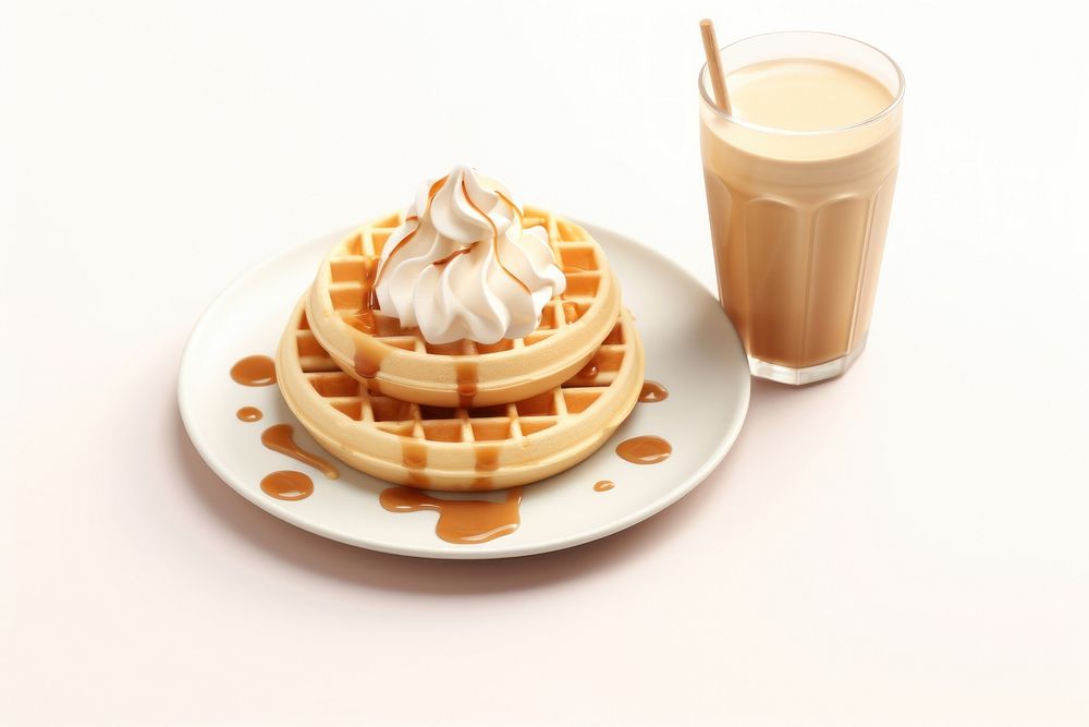 Waffle coffee plate dessert. AI generated Image by rawpixel.