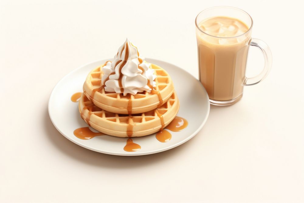 Waffle coffee plate dessert. AI generated Image by rawpixel.