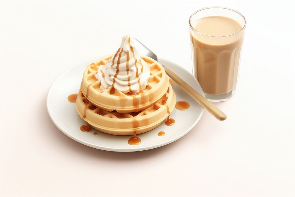 Waffle coffee dessert cream. AI generated Image by rawpixel.