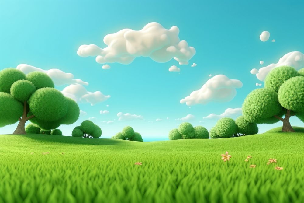Lawn grassland landscape outdoors. AI generated Image by rawpixel.