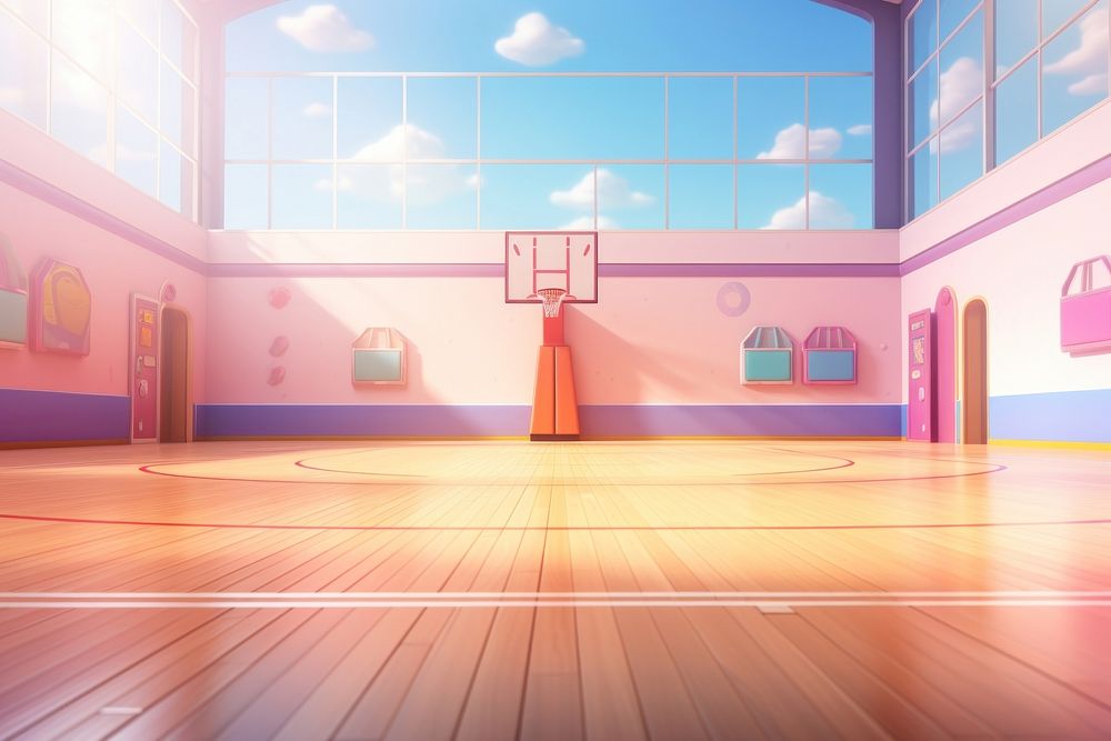 Basketball cartoon sports architecture. AI generated Image by rawpixel.