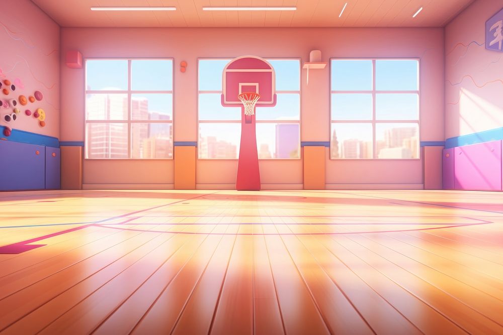 Basketball flooring cartoon sports. AI generated Image by rawpixel.