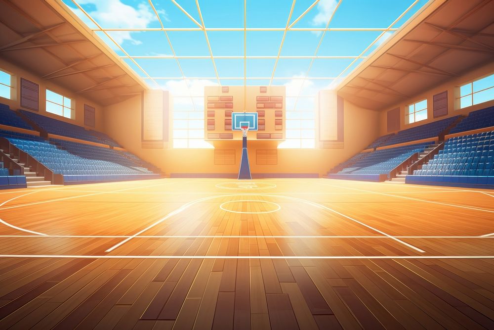 Basketball sports architecture illuminated. AI generated Image by rawpixel.
