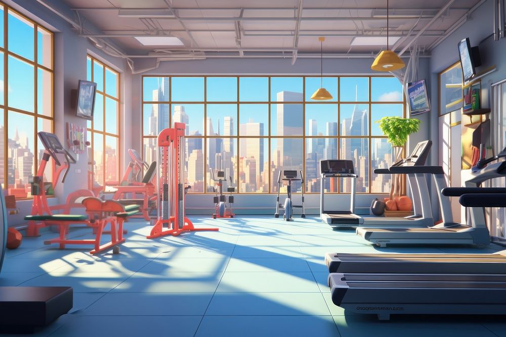 Gym treadmill cartoon sports. AI generated Image by rawpixel.