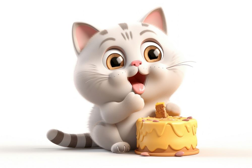 Cake dessert cartoon mammal. AI generated Image by rawpixel.